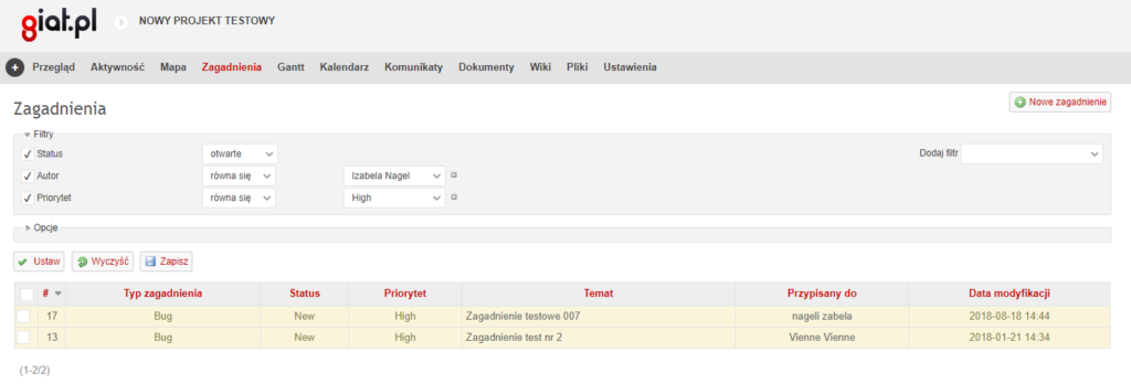 Redmine Przegladanie zagadnień i zarządzanie zagadnieniami